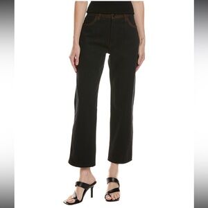 Frame The Equestrian Suede Trim Straight Leg Jeans